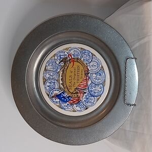 𝅺vintage H R Johnson Seals of the Thirteen States on Pewter Plate Made England